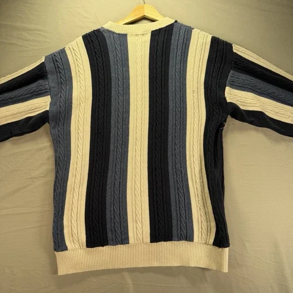 Vintage Grandpa Sweater Mens Medium Blue Cabe Knit 3D Knit Ozark Wilderness - Picture 6 of 10